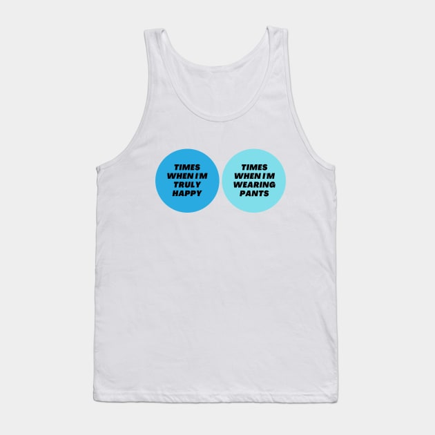 Venn Diagram: Times when I’m truly happy - Times when I’m wearing pants Tank Top by Jean-Claude Venn-Diagram